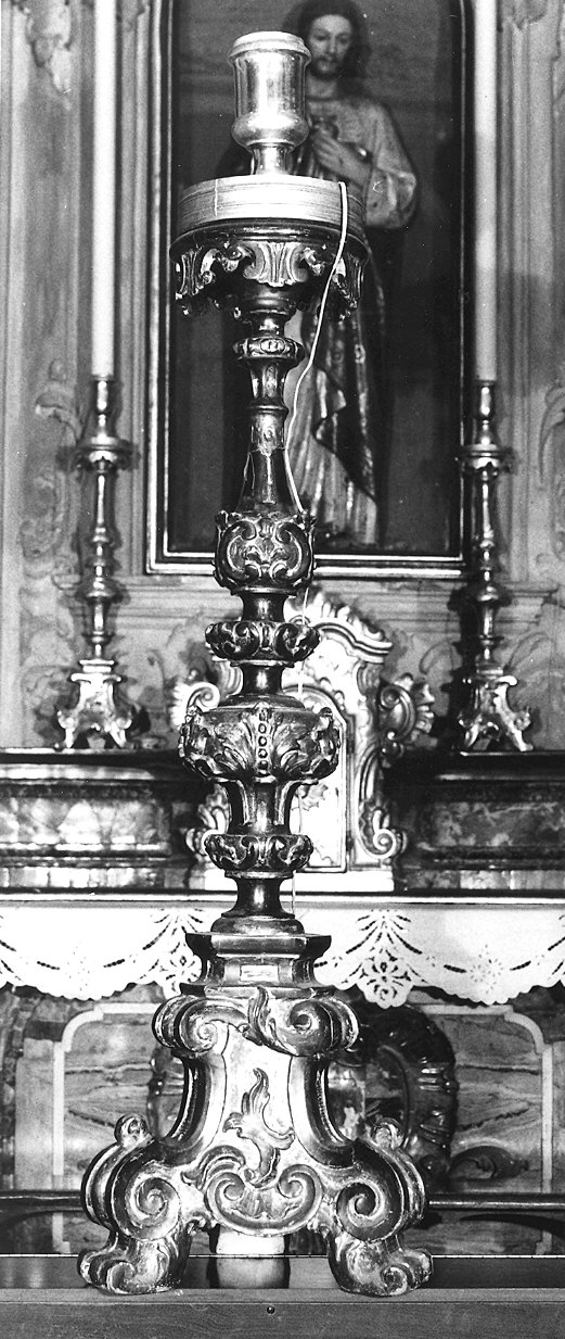 candeliere d'altare, serie - bottega piacentina (seconda metà sec. XVIII)