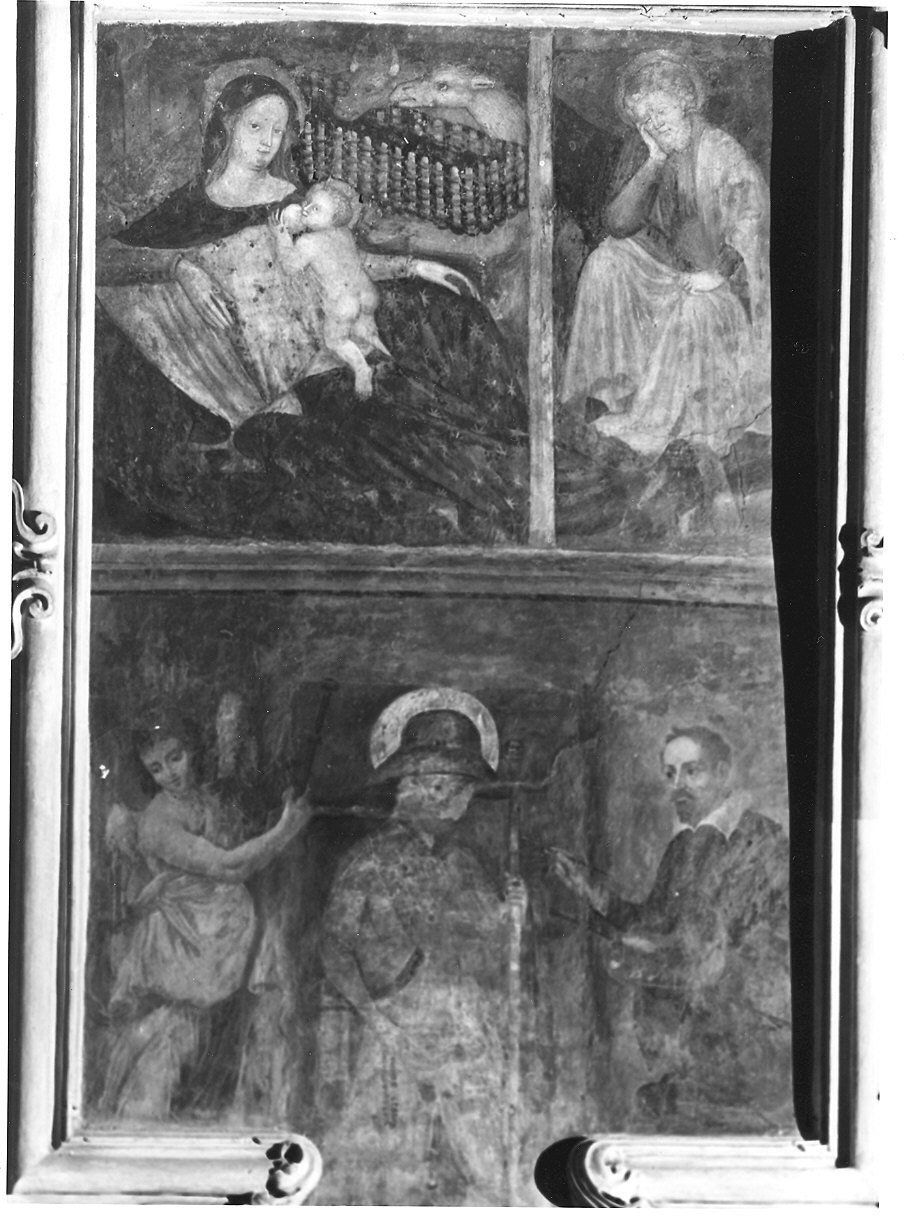 Madonna del Latte con San Giuseppe, San Rocco e il Beato Gottardo Pollastrelli (dipinto, frammento) - ambito piacentino-lombardo (fine/inizio secc. XV/ XVI, sec. XVI)