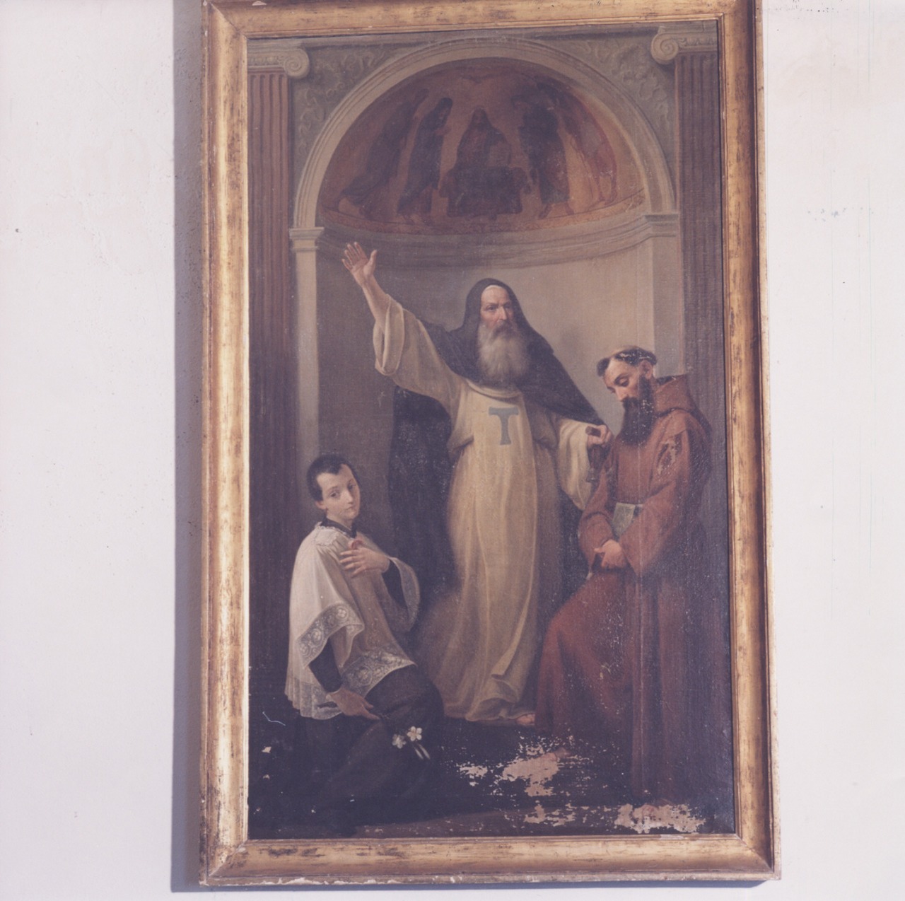 Sant' Antonio Abate, San Luigi Gonzaga e San Francesco (dipinto) di Affanni Ignazio (sec. XIX)