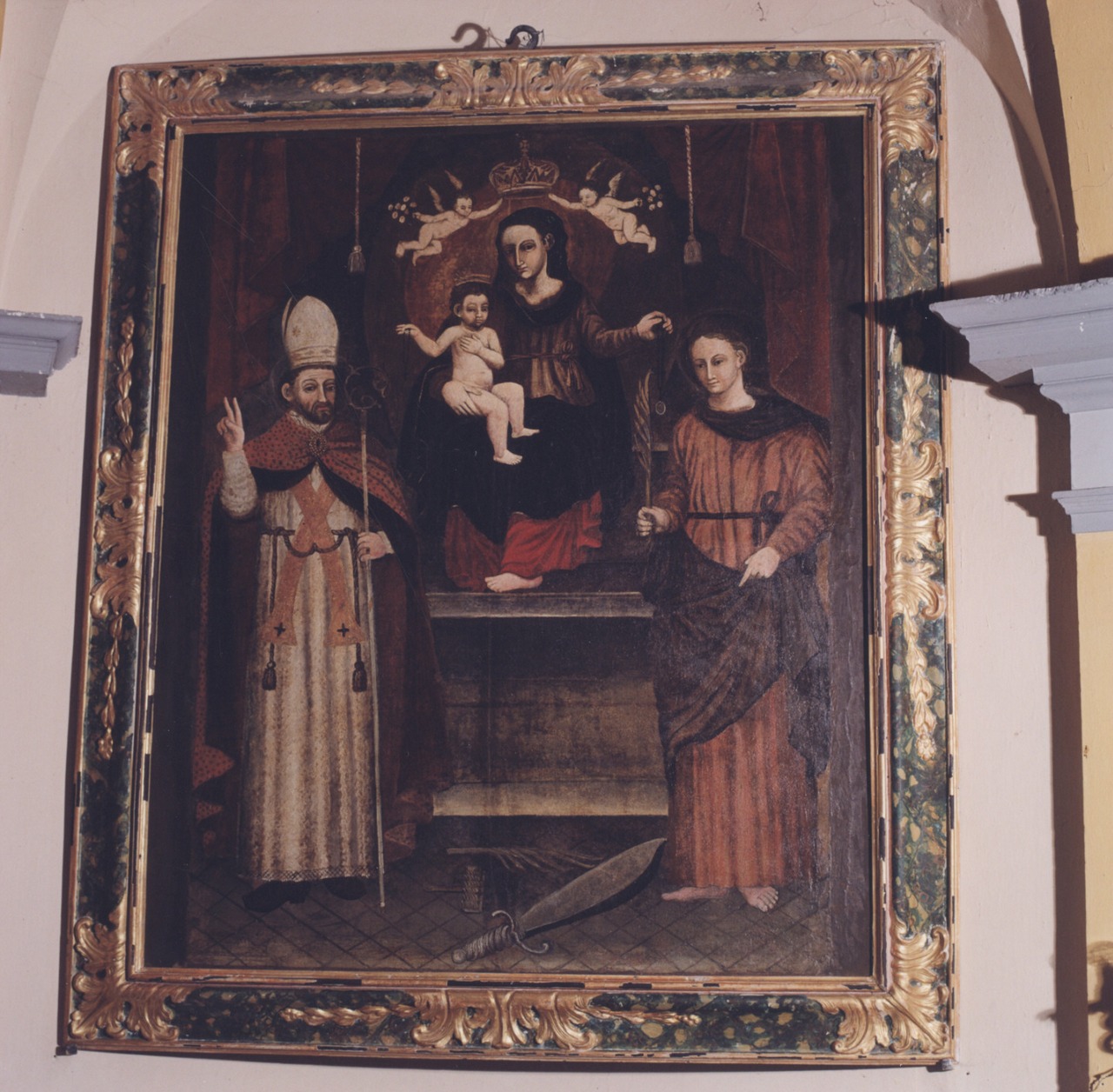 Madonna con Bambino, San Biagio e Santa Caterina d'Alessandria (dipinto) - ambito emiliano (?) (sec. XVII)