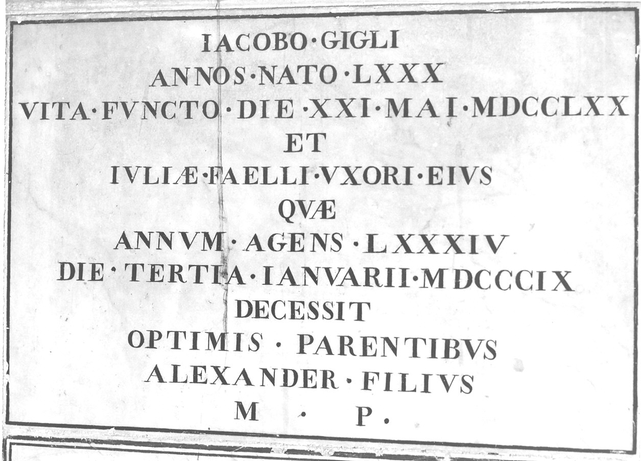 lapide commemorativa - ambito parmense (sec. XIX)