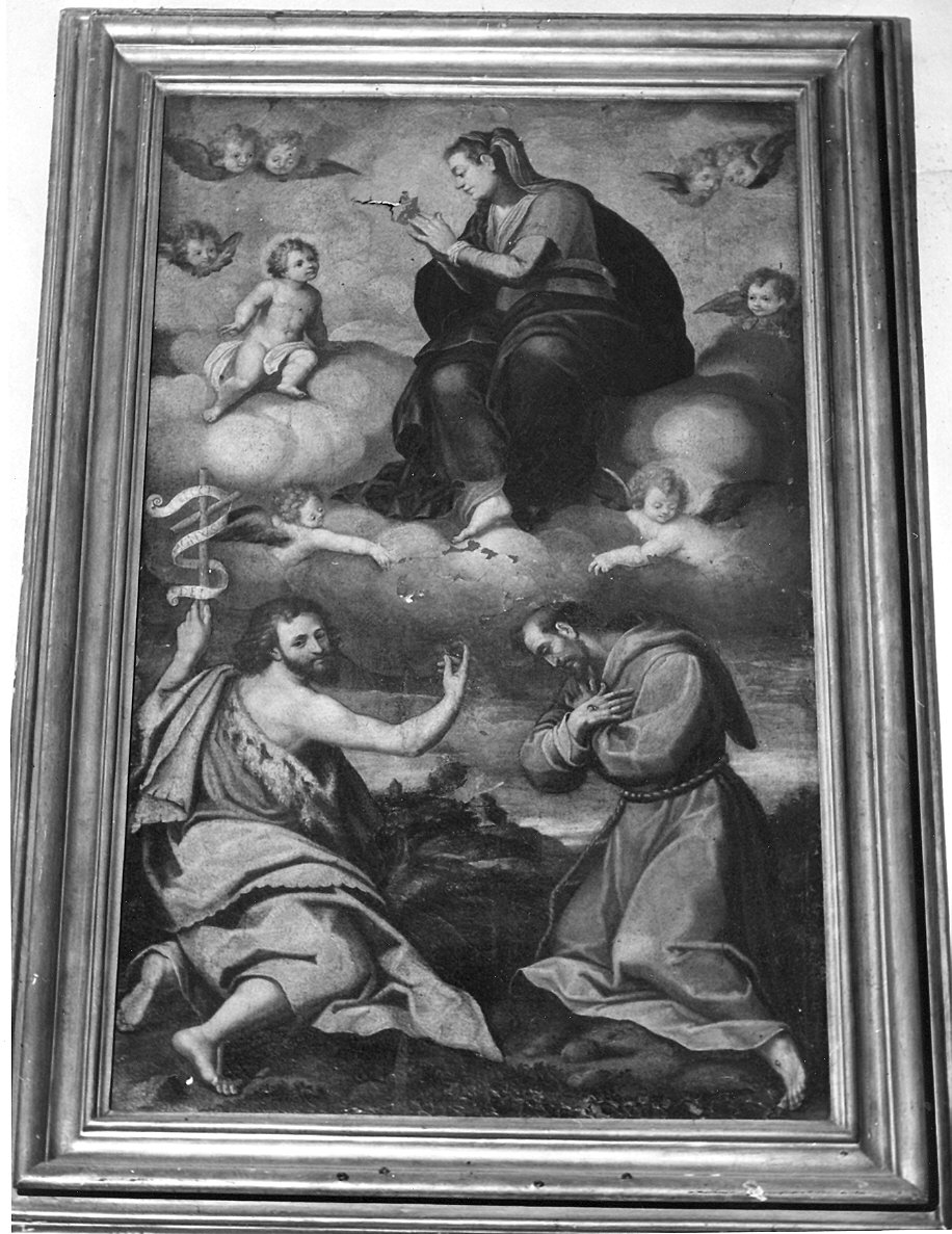 Madonna in gloria con Bambino e i Santi Giovanni Battista e Francesco d'Assisi (dipinto) - ambito parmense (fine/inizio secc. XVI/ XVII)