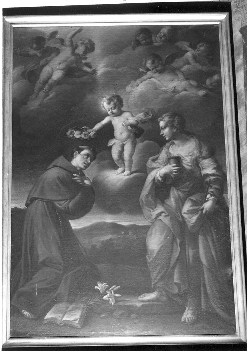 Gesù Bambino e i Santi Antonio da Padova e Maria Maddalena (dipinto) di Monti Francesco detto Brescianino (fine/inizio secc. XVII/ XVIII)