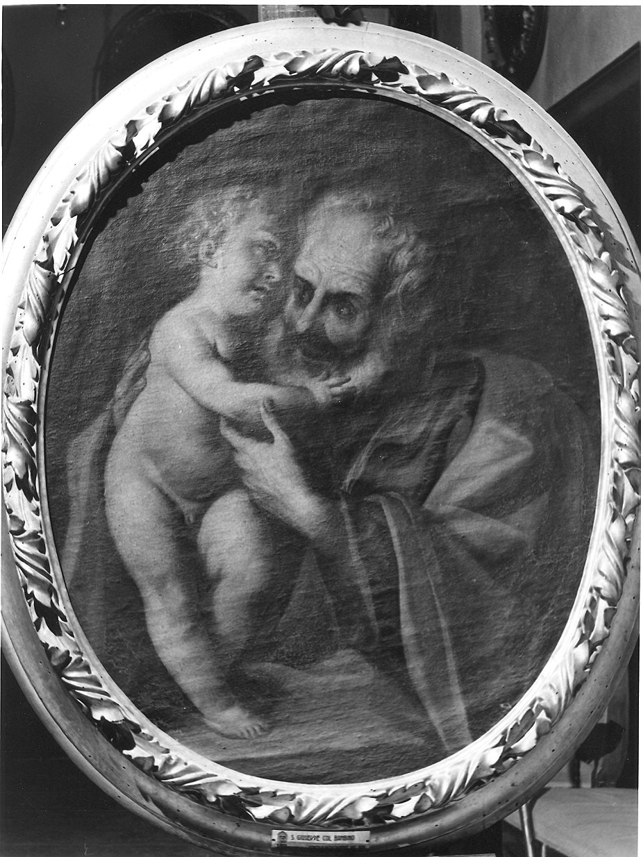 San Giuseppe e Gesù Bambino (dipinto, ciclo) di Cantarini Simone detto Pesarese (attribuito) (secondo quarto sec. XVII)