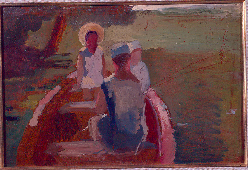 Gita in barca (dipinto) di Barilli Latino (sec. XX)