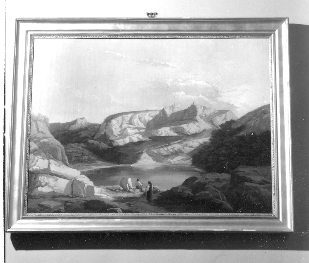 Paesaggio montano con lago (dipinto) di Salvoni Lamberto (sec. XIX)