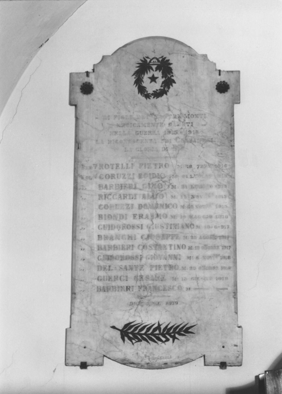 lapide commemorativa di De Giuli A, De Giuli G (sec. XX)