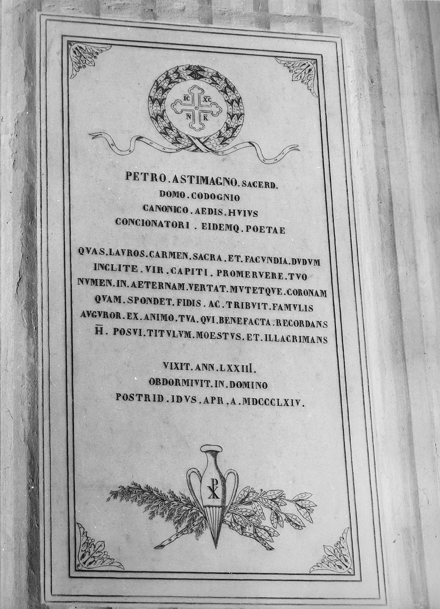 lapide commemorativa - bottega parmense (terzo quarto sec. XIX)
