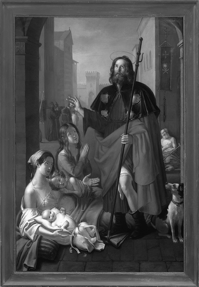 San Rocco guarisce gli appestati (dipinto) di Tebaldi Giovanni (sec. XIX)
