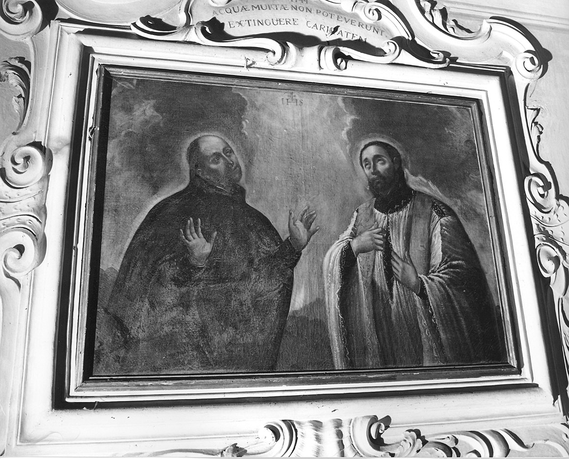 Sant'Ignazio di Loyola benedice San Francesco Saverio prima che parta per le missioni (dipinto) - ambito piacentino (sec. XVIII)