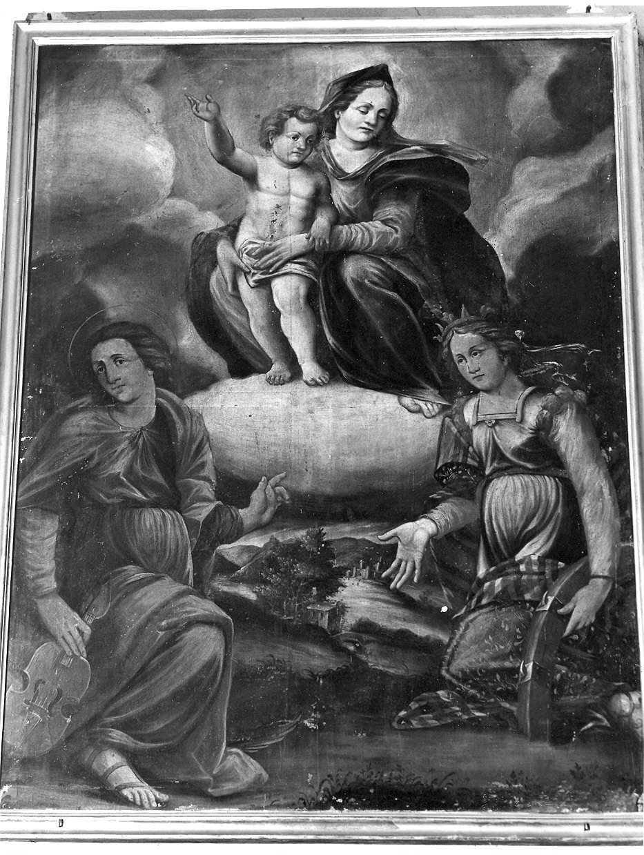 La Madonna col Bambino e i santi Genesio Martire e Caterina d'Alessandria (dipinto) - ambito piacentino (sec. XVII)