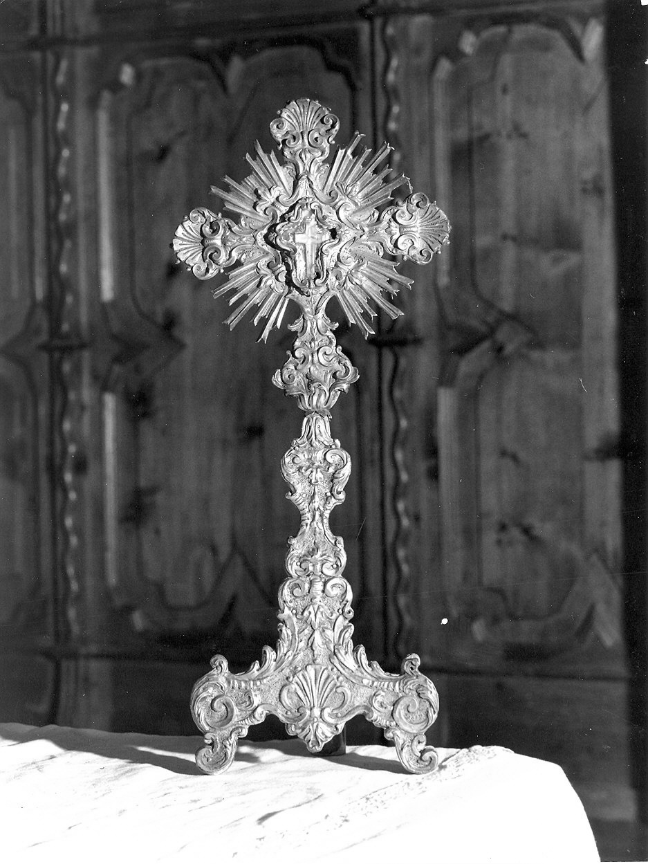 reliquiario - a croce - ambito piacentino (sec. XVIII)