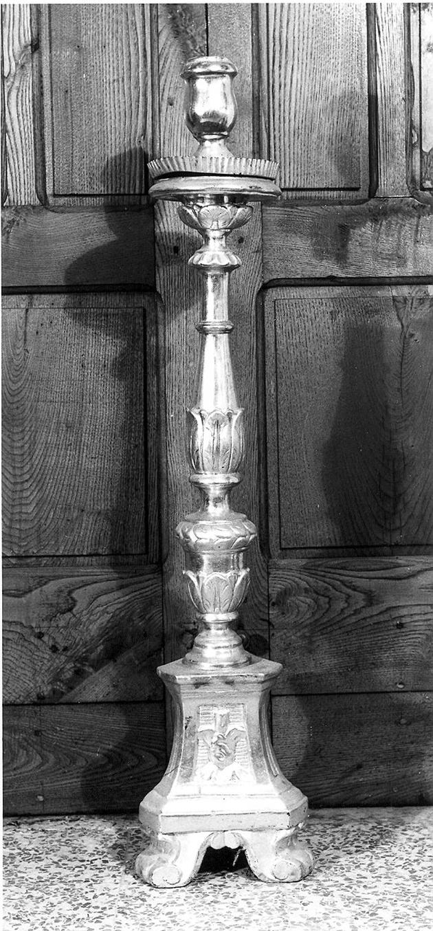 candeliere d'altare, coppia - ambito piacentino (fine sec. XVIII)