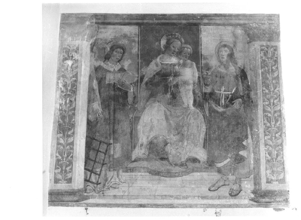 Madonna con Bambino, San Lorenzo e San Giovanni Evangelista (dipinto) - ambito parmense (fine sec. XIV)