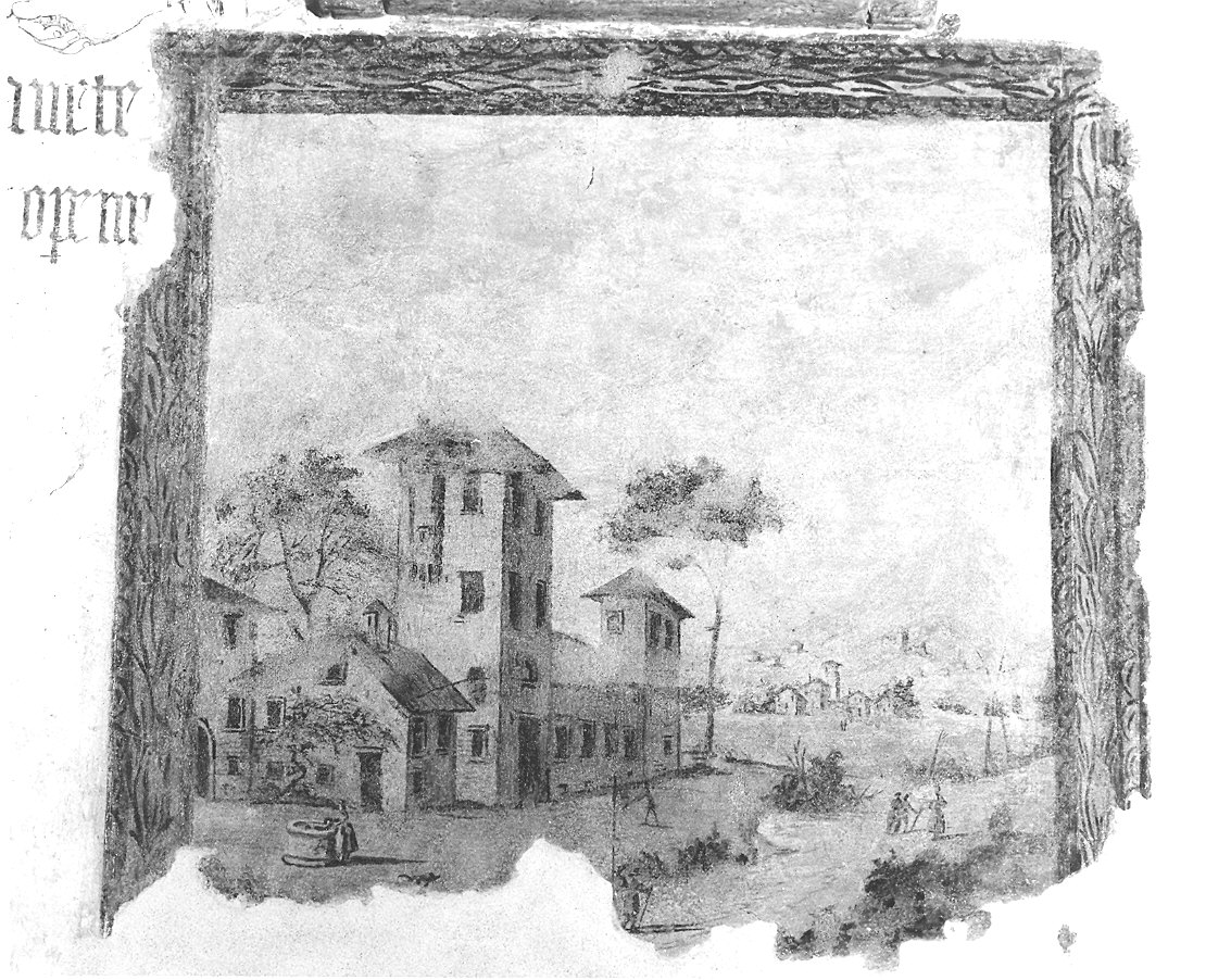 paesaggio con architetture (decorazione pittorica, complesso decorativo) - ambito parmense (sec. XVIII)