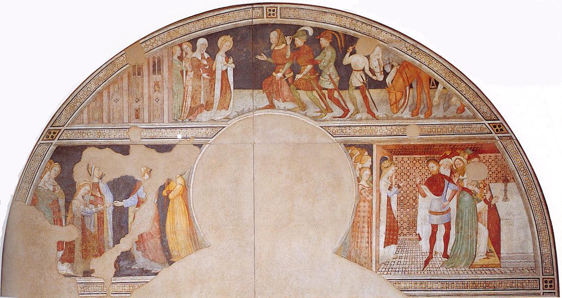 Santa Caterina riceve i cavalieri (dipinto, frammento) di Maestro di Santa Caterina (ultimo quarto sec. XIV)
