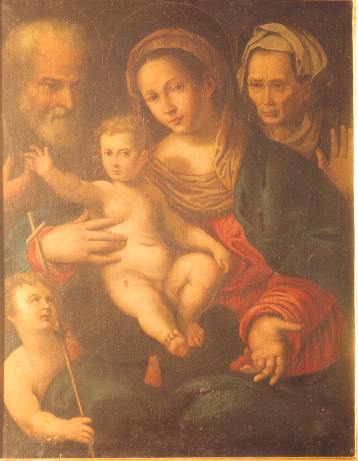 Sacra Famiglia con Sant'Anna e San Giovanni Battista bambino (dipinto) - ambito emiliano (fine/inizio secc. XVII/ XVIII)