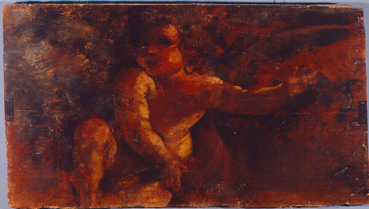 Putto seduto (dipinto) di Spada Lionello (sec. XVII)