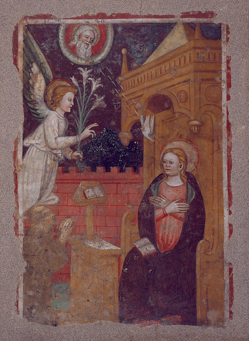 Annunciazione (dipinto, elemento d'insieme) di Loschi Jacopo (terzo quarto sec. XV)