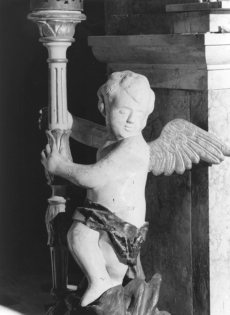 angelo reggicandelabro (scultura) - ambito parmense (prima metà sec. XIX)