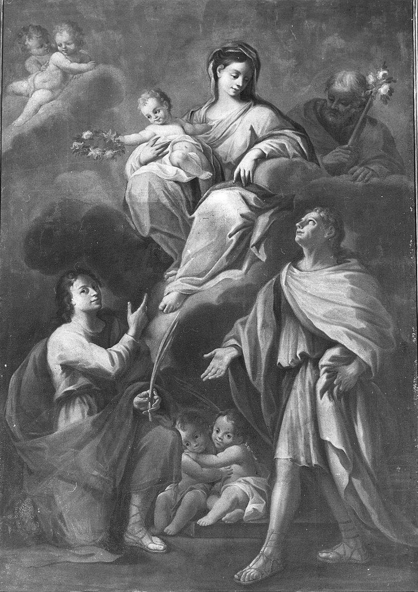 Sacra Famiglia con San Vito e San Modesto (dipinto) - ambito emiliano (sec. XVIII)