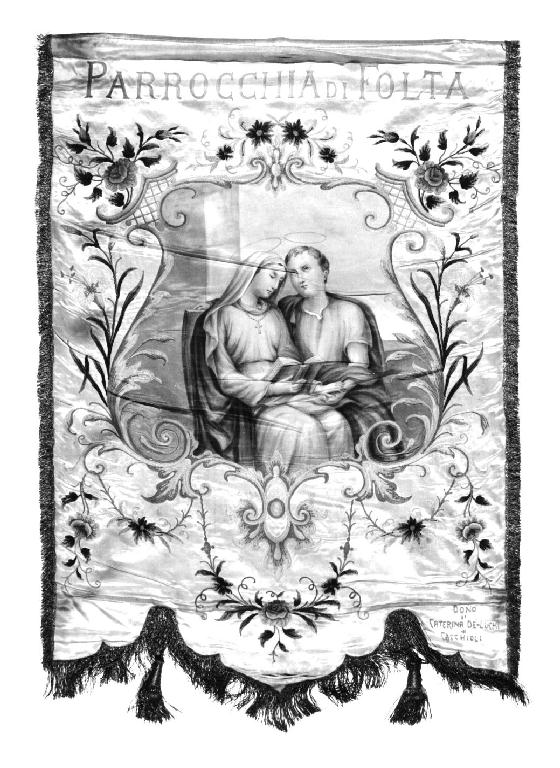 Santa Monica e Sant'Agostino; angeli adoranti l'Eucarestia (stendardo processionale) - ambito italiano (sec. XX)
