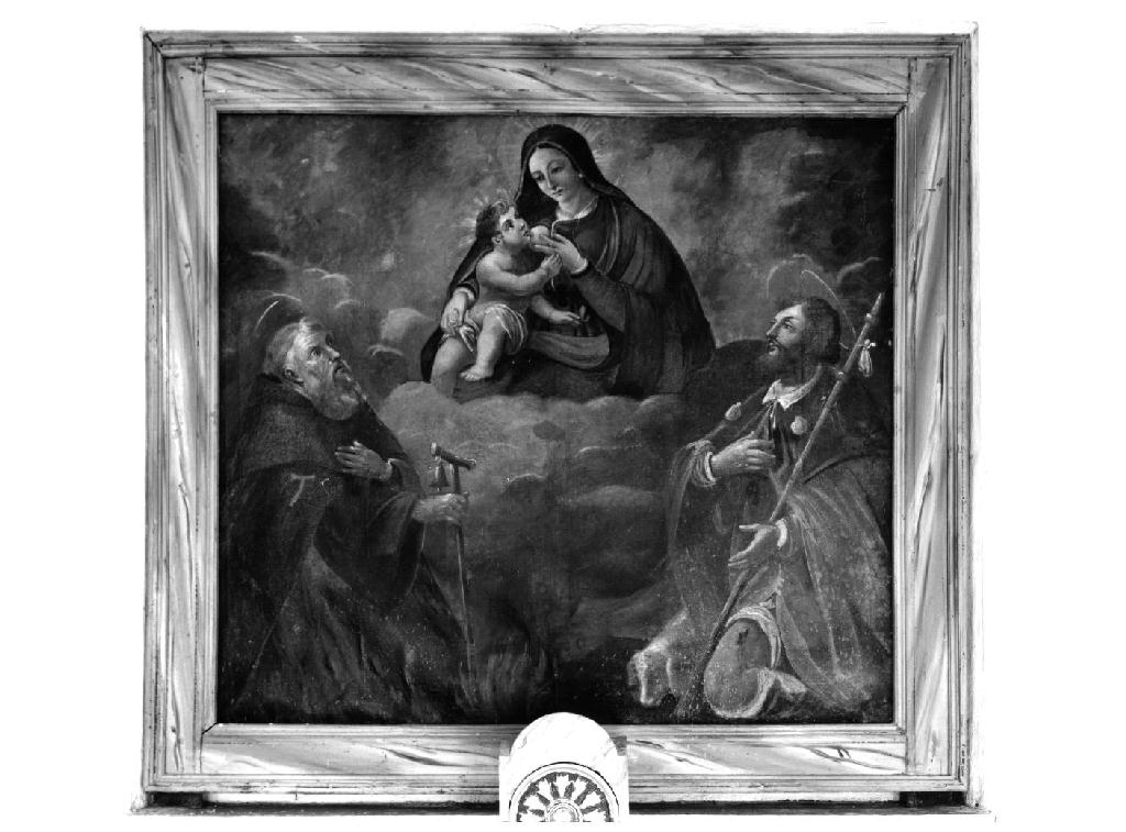 Madonna con Bambino adorata da Sant'Antonio Abate e San Rocco (dipinto) - ambito emiliano (fine sec. XVII)