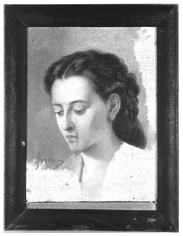 Testa di donna, testa di donna (dipinto, opera isolata) di Levi Gioacchino (terzo quarto sec. XIX)