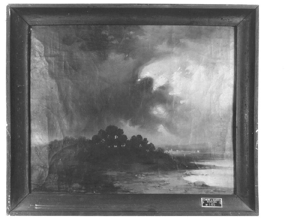 Paesaggio: Tempesta, paesaggio lagunare (dipinto, opera isolata) di Levi Gioacchino (terzo quarto sec. XIX)