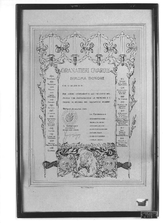 riproduzione fotomeccanica - diploma onorifico, opera isolata di Stabilimento Litografico A. Marzi (primo quarto sec. XX)