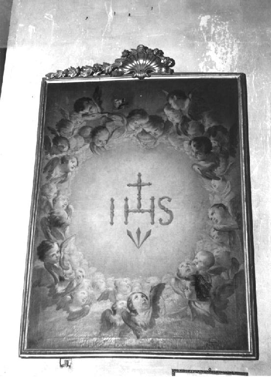 Monogramma cristologico con gloria di angeli (dipinto) di Bresciani Antonio (sec. XVIII)