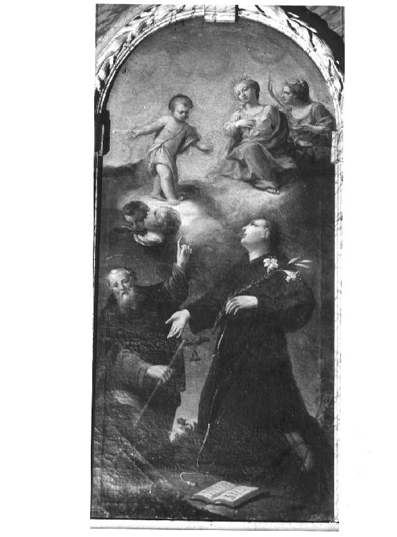 Estasi di Sant'Antonio Abate e Sant'Antonio da Padova, con il Bambino, Santa Lucia e Santa Caterina (dipinto) - ambito parmense (seconda metà sec. XVIII)