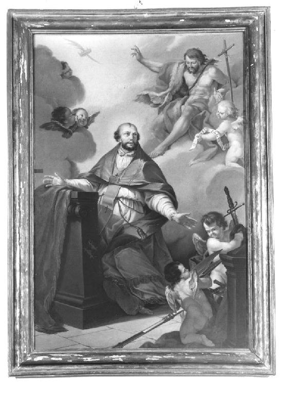 San Giovanni Battista che appare a San Tommaso di Canterbury (dipinto) di Dal Verme Carlo Angelo (sec. XVIII)