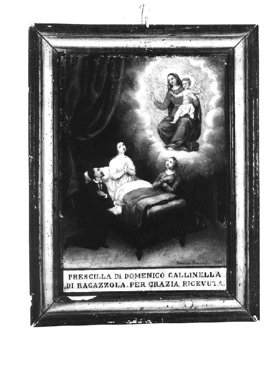 Madonna con Bambino appare al capezzale di una malata (ex voto dipinto) di Rivara Francesco (sec. XIX)