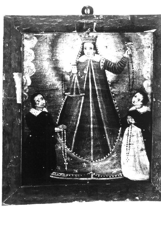 Madonna del Rosario appare a uomo e a donna (ex voto dipinto) - ambito parmense (secondo quarto sec. XVII)