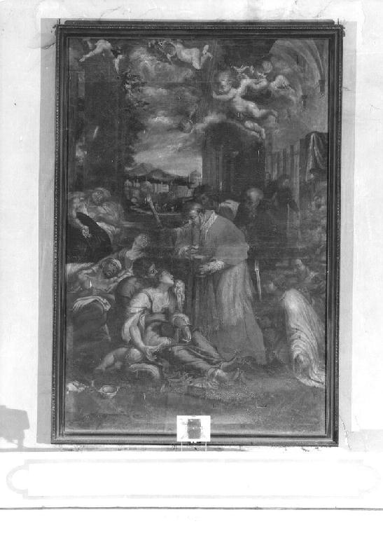 San Carlo Borromeo comunica gli appestati (dipinto) - ambito lombardo (seconda metà sec. XVII)