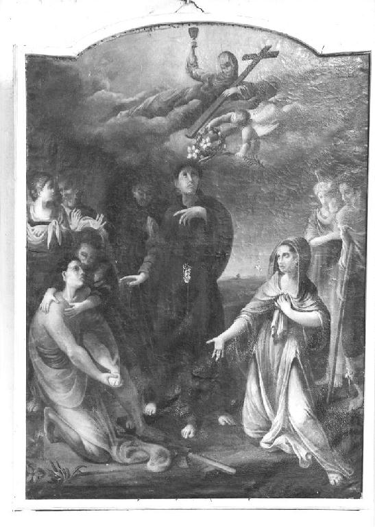 Sant'Antonio da Padova e il miracolo della guarigione del figlio furioso (dipinto) - ambito emiliano (sec. XVIII)