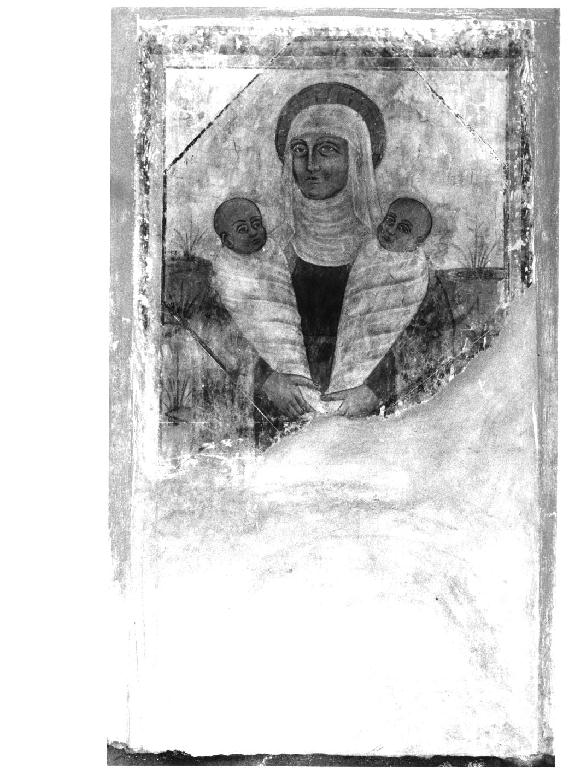 figura femminile con due neonati (dipinto) - ambito emiliano (sec. XV)