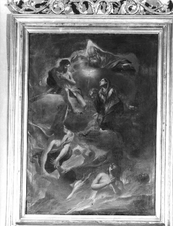 Madonna che intercede per le anime del Purgatorio presso la Trinità (dipinto) - ambito genovese (fine sec. XVII)