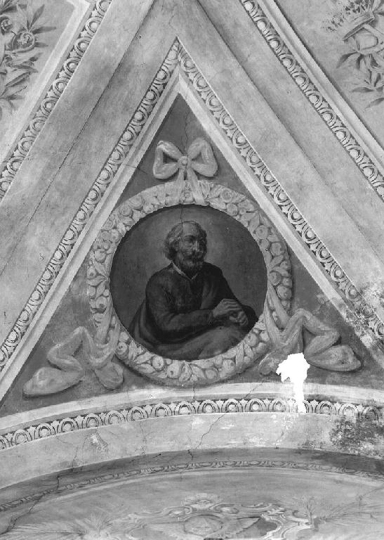 Apostoli a mezza figura; motivi decorativi a grottesche e candelabri (dipinto, complesso decorativo) di Terzi Enrico (inizio sec. XX)