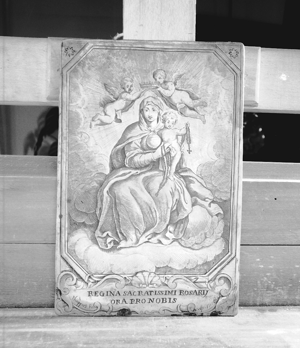 La Madonna del Rosario (recto); San Pietro Martire (verso) (lastra) di Ricci Filippo (sec. XVIII)