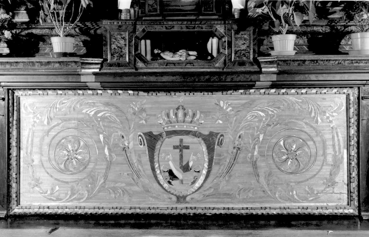 altare maggiore, elemento d'insieme di Della Gussola Giacinto, Liborio da Mantova (sec. XVIII)