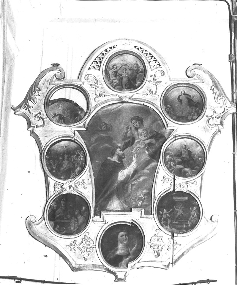Madonna del Rosario con San Domenico e misteri del rosario (dipinto, ciclo) di Ferrari Paolo (sec. XVIII)