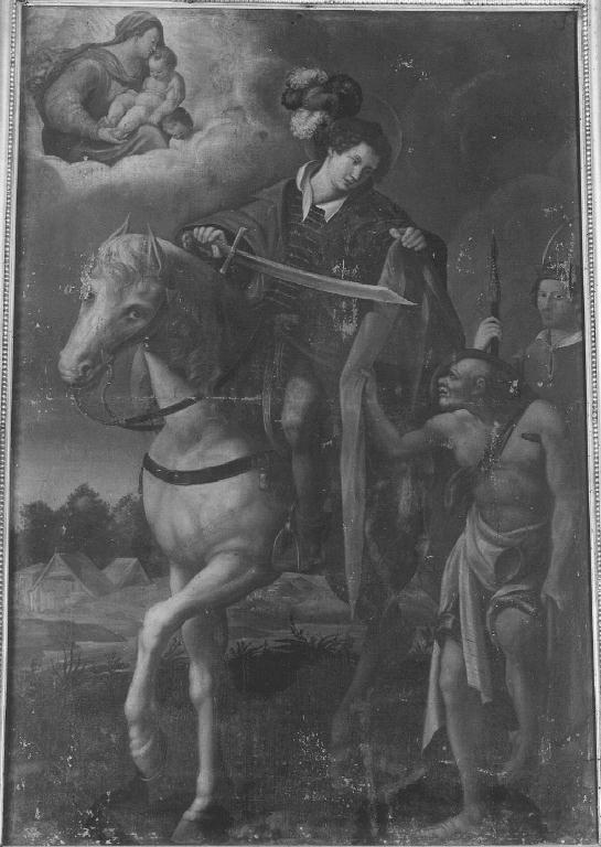 San Martino dona parte del mantello al povero (dipinto) - ambito emiliano-lombardo (prima metà sec. XVII)