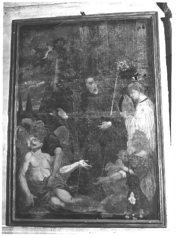 Santo Abate guarisce gli ammalati (dipinto) di Bonisoli Agostino (sec. XVIII)
