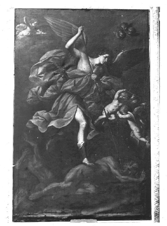 San Michele Arcangelo combatte contro Satana (dipinto) di De Longe Robert detto Fiammingo (scuola) (primo quarto sec. XVIII)