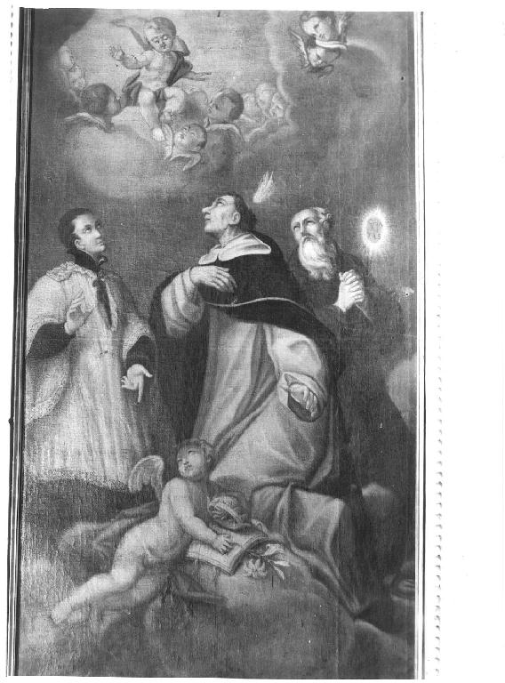 San Luigi Gonzaga con San Vincenzo Ferrer e San Francesco da Paola (dipinto) - ambito piacentino-lombardo (seconda metà sec. XVIII)