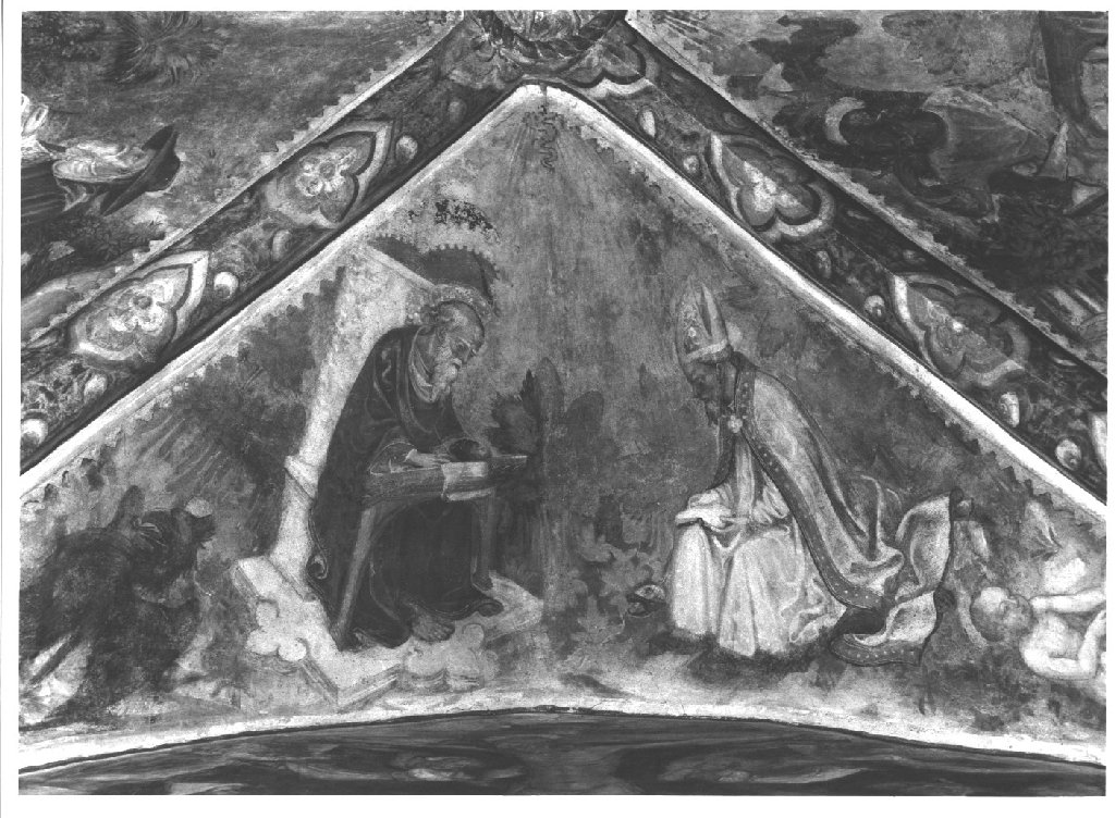 San Giovanni Evangelista e Sant'Agostino (dipinto) di Bembo Bonifacio (e aiuti), Bembo Benedetto (attribuito) (sec. XV)