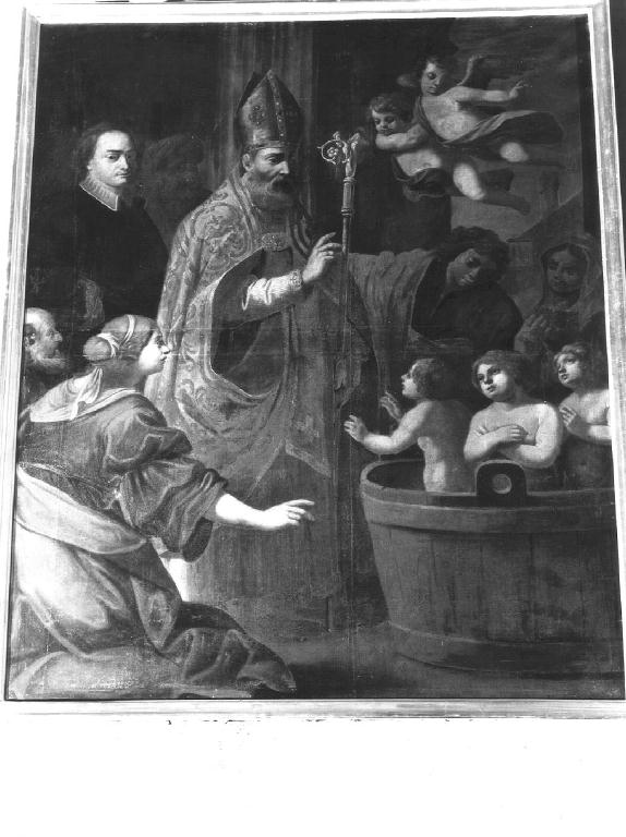 San Nicola di Bari resuscita i tre fanciulli (dipinto) - ambito lombardo (prima metà sec. XVII)