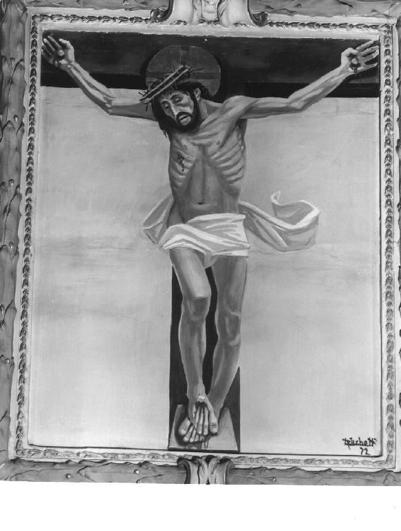 Cristo crocifisso (dipinto) di Ricchetti Luciano (sec. XX)